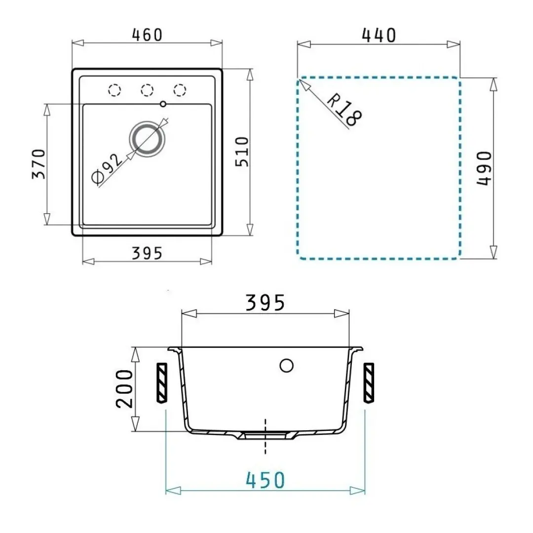 Кухонная мойка кварцевая Uperwood Quartz Premium UPD-07-02, прямоугольная, бежевая — изображение 4