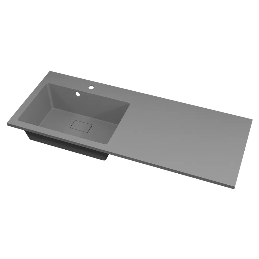 Раковина над стиральной машиной Uperwood Cosmos Quartz 120 см, левая, крыло справа, серый шелк — изображение 4