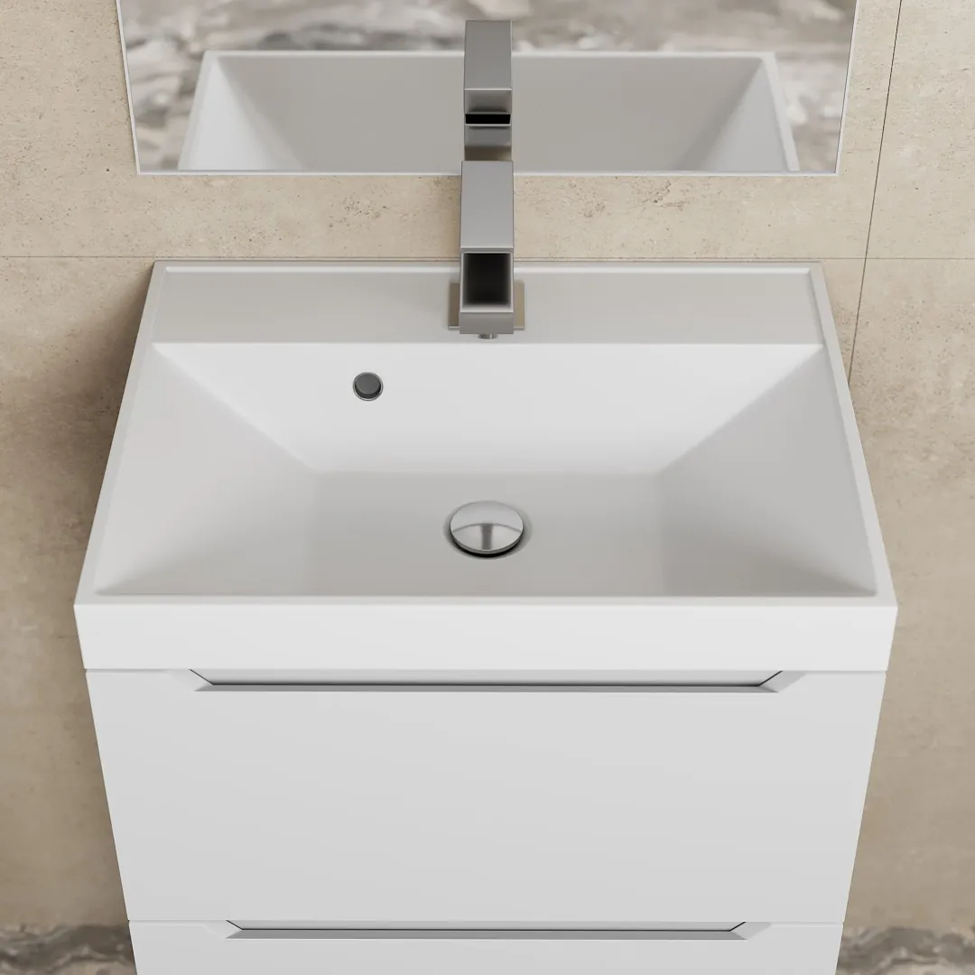 Тумба с раковиной Uperwood Tanos 50 см, подвесная, белая матовая — изображение 6