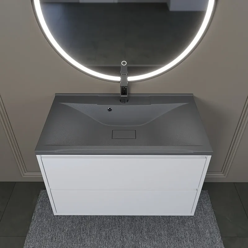 Раковина для ванной кварцевая Uperwood Elen Quartz 80х45х15,8 см, серая матовая, серый шелк