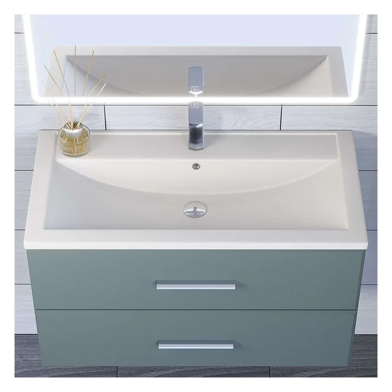 Раковина для ванной кварцевая Uperwood Foster Quartz 90х45,5х17,5 см, белая матовая, жасмин