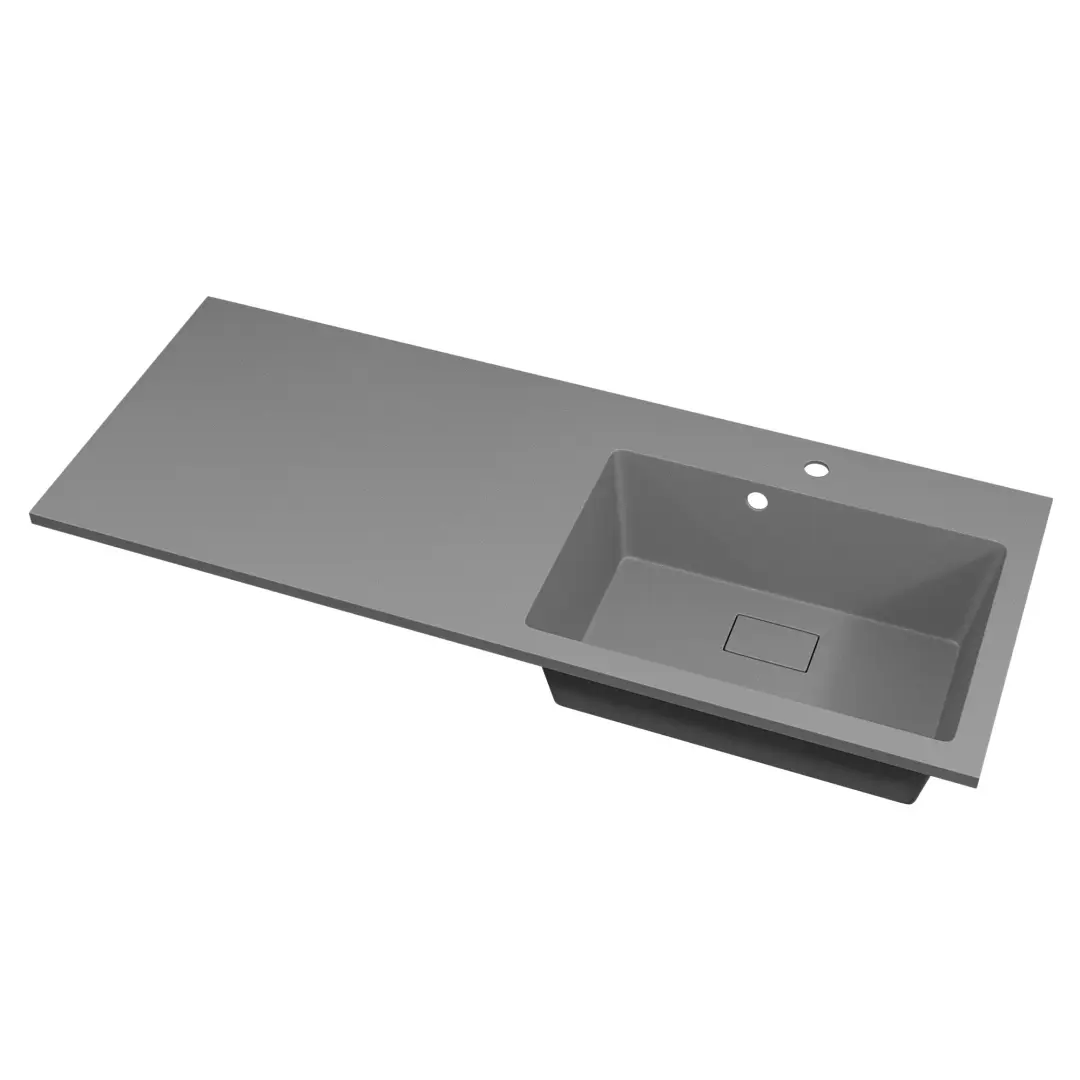 Раковина над стиральной машиной Uperwood Cosmos Quartz 120 см, правая, крыло слева, серый шелк — изображение 7
