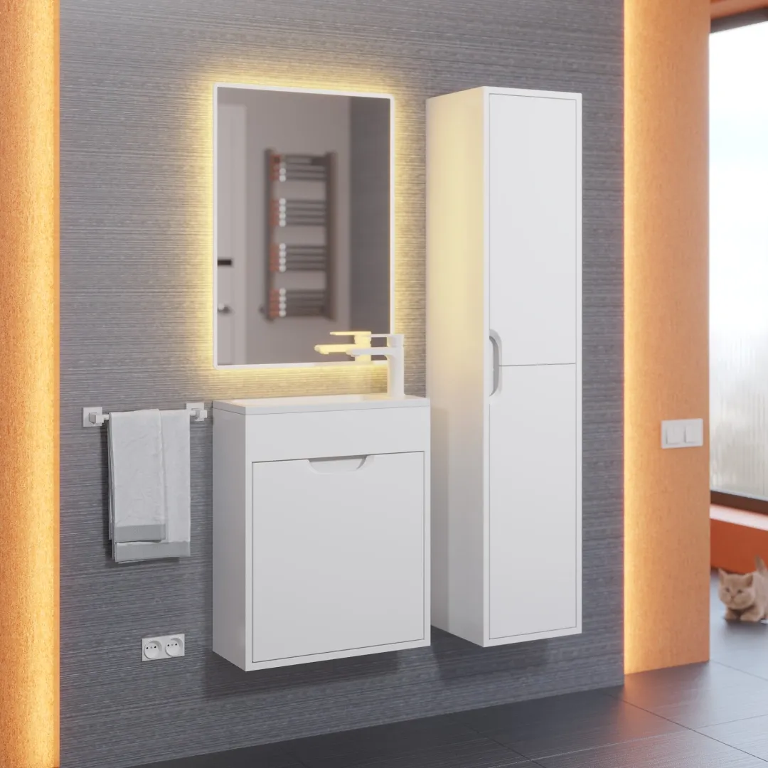 Тумба под раковину для ванной подвесная Uperwood Modul 50х21х60 см, белая матовая — изображение 7