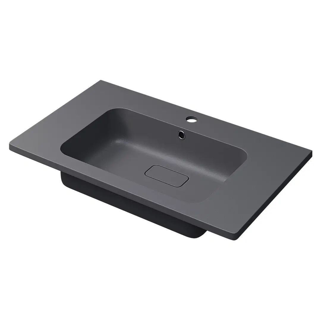 Раковина для ванной кварцевая Uperwood Lagoon Quartz 80х48х14,2 см, серая матовая, серый шелк — изображение 3