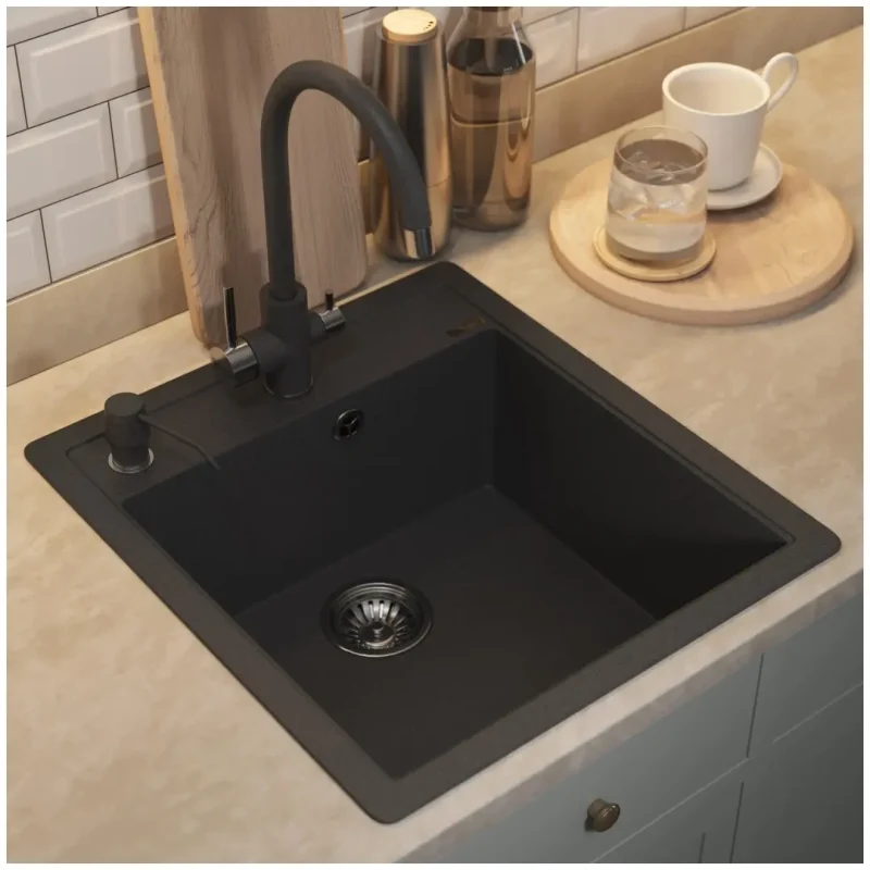 Кухонная мойка кварцевая Uperwood Quartz Premium UPD-07-04, прямоугольная, черная