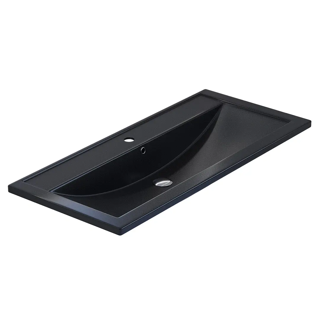 Раковина для ванной кварцевая Uperwood Foster Quartz 100х45,5х17,5 см, черная матовая, космос — изображение 6