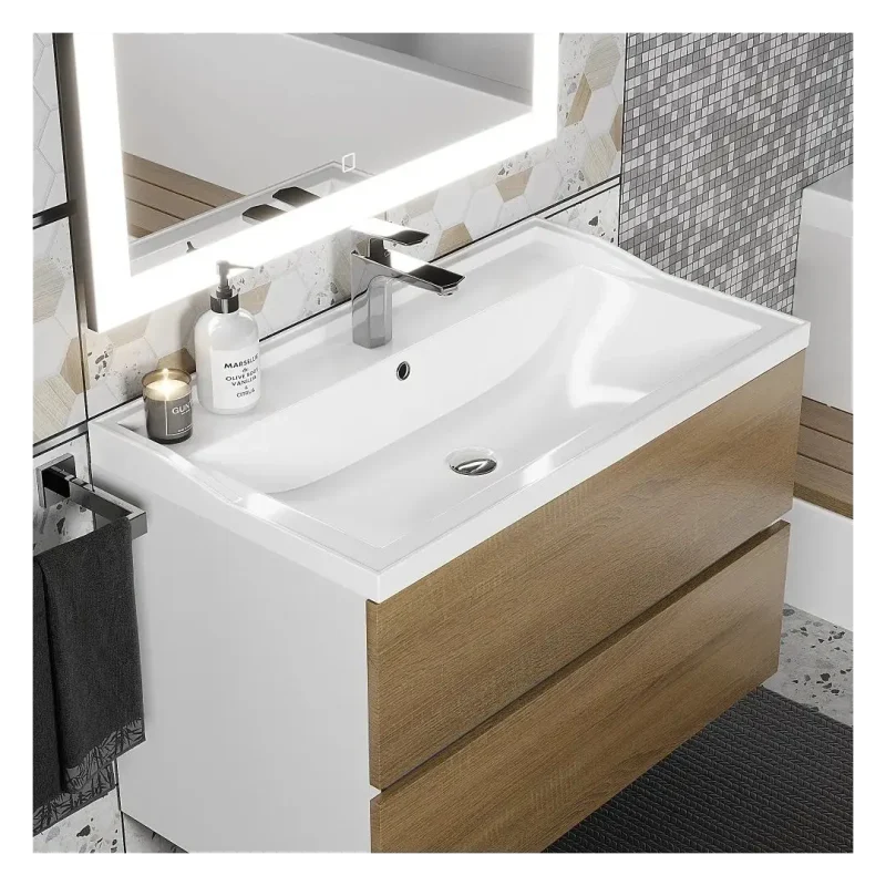 Раковина (умывальник) для ванной Uperwood Family 100х45х17,9 см, белая глянцевая Упервуд. Без отверстия под смеситель.