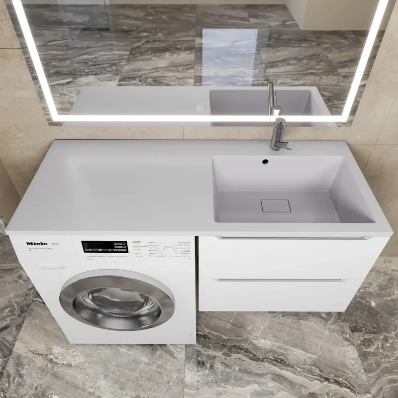 Раковина над стиральной машиной Uperwood Cosmos Quartz 120 см, правая, крыло слева, жасмин