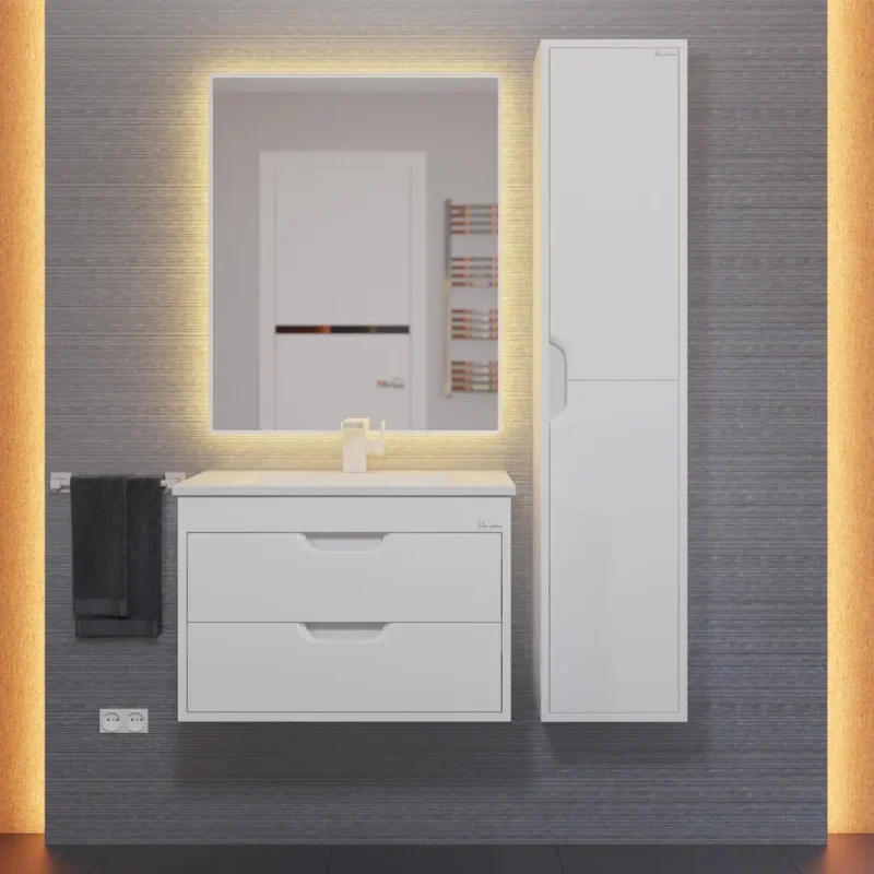 Тумба с раковиной для ванной Uperwood Modul 65 см, подвесная, матовая, белая