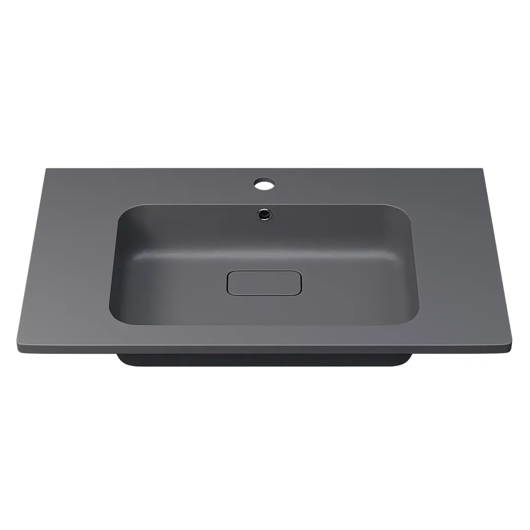 Раковина для ванной кварцевая Uperwood Lagoon Quartz 80х48х14,2 см, серая матовая, серый шелк — изображение 4
