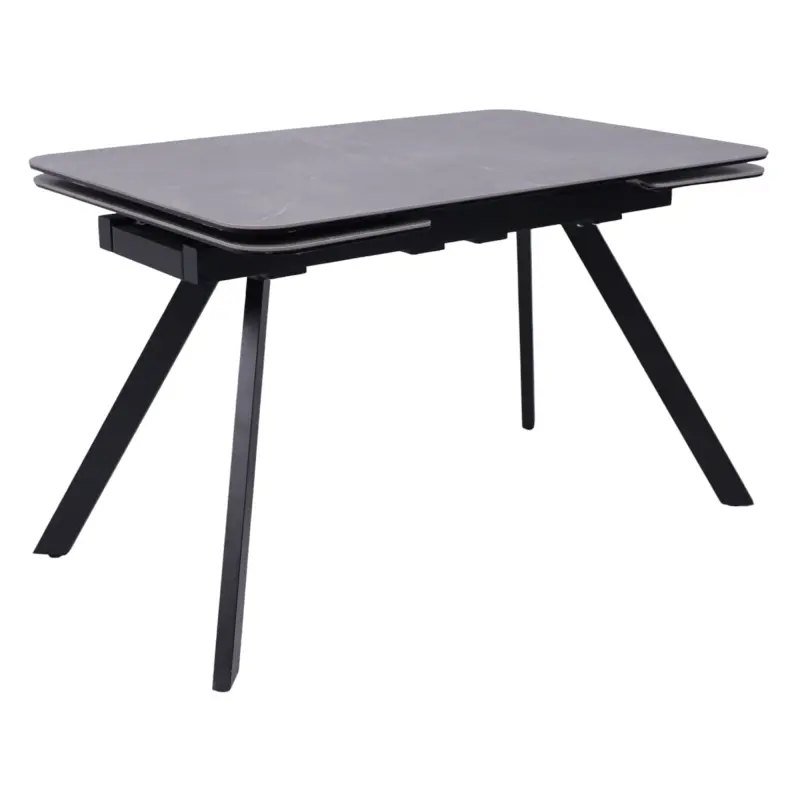 Стол ЛЕОН NEW, керамика 1 кат. 1200(1840)*800, Камень серый Bayona Grey/Черный матовый
