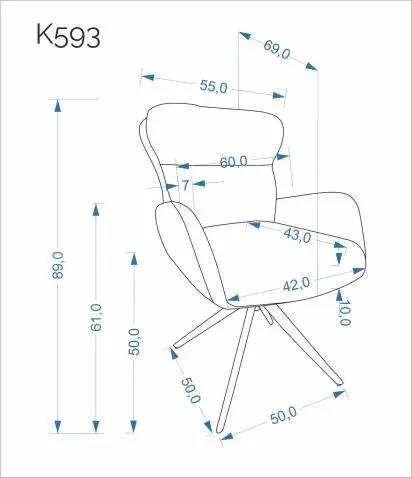 Стул HALMAR K593 серый/черный, поворотный — изображение 5