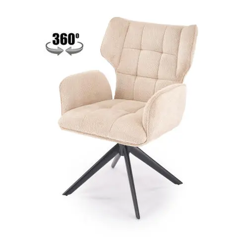 Стул HALMAR K601 бежевый/черный, поворотный — изображение 6