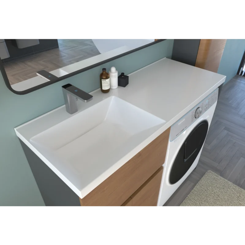 Раковина (умывальник) для ванной над стиральной машиной Uperwood Modern 120 см, левая, белая RModern120Lw