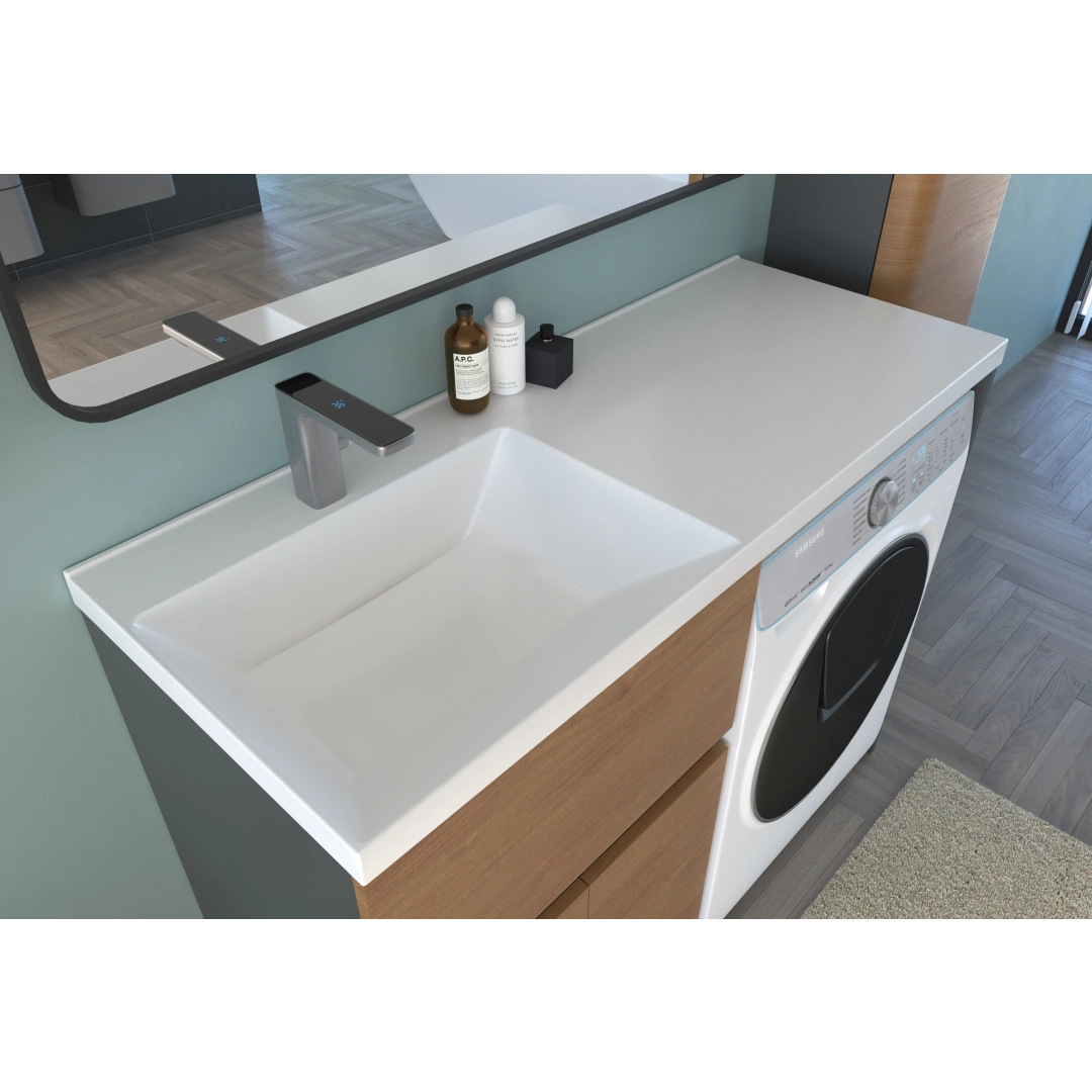 Раковина (умывальник) для ванной над стиральной машиной Uperwood Modern 120 см, левая, белая RModern120Lw