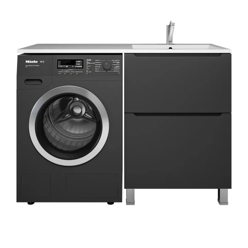 Тумба под стиральную машину напольная Uperwood Tanos 58х47,5х76,5 см, черная, 2 ящика
