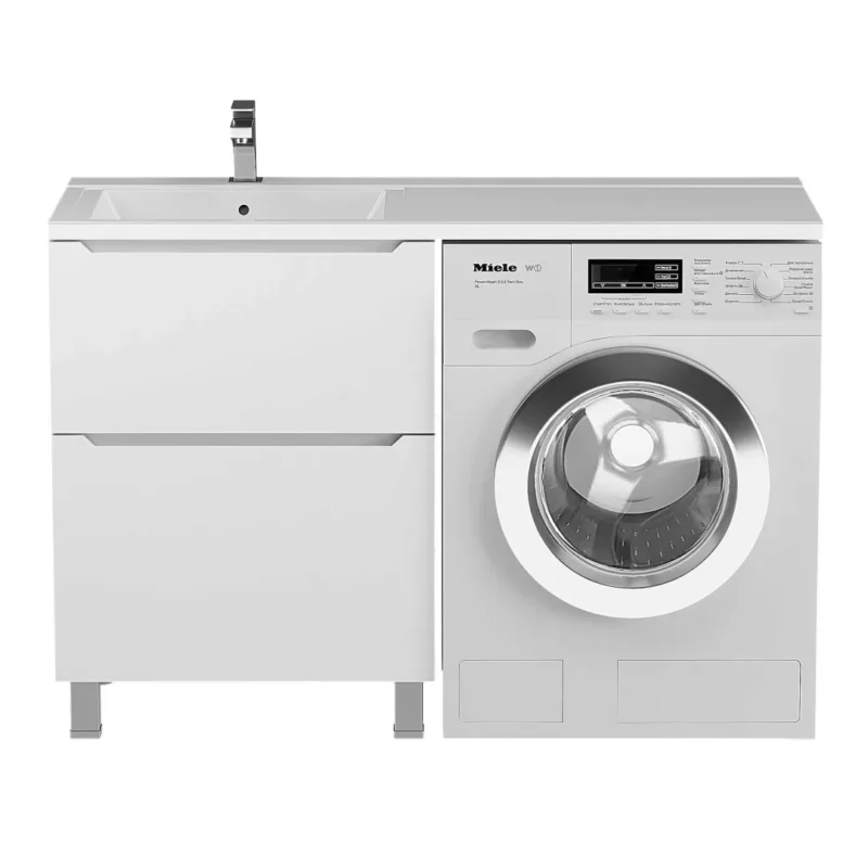 Тумба под стиральную машину напольная Uperwood Tanos 58х47,5х76,5 см, белая, 2 ящика