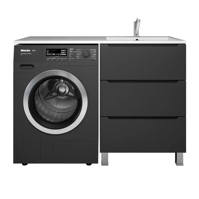 Тумба под стиральную машину напольная Uperwood Tanos 58х47,5х76,5 см, черная, 3 ящика