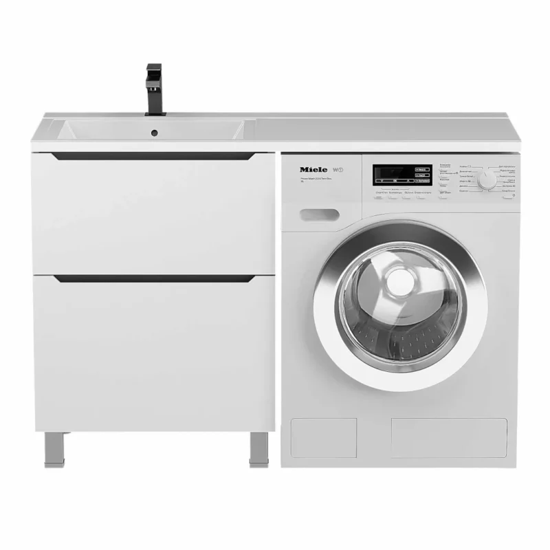 Тумба под стиральную машину напольная Uperwood Tanos 58х47,5х76,5 см, белая/графит, 2 ящика